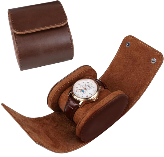 Étui de montre en cuir marron
