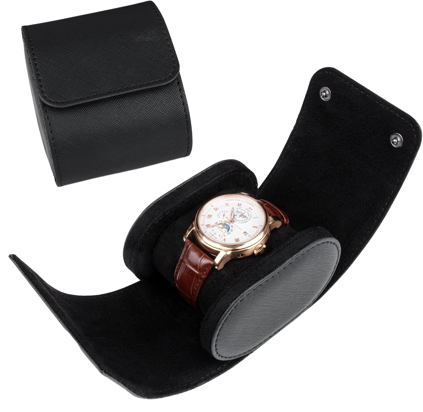 Étui de montre en cuir noir