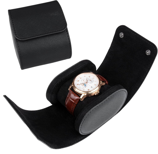 Étui de montre en cuir noir
